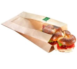 Bolsa Kraft Para Sandwich Con Ventana Pla Alargada
